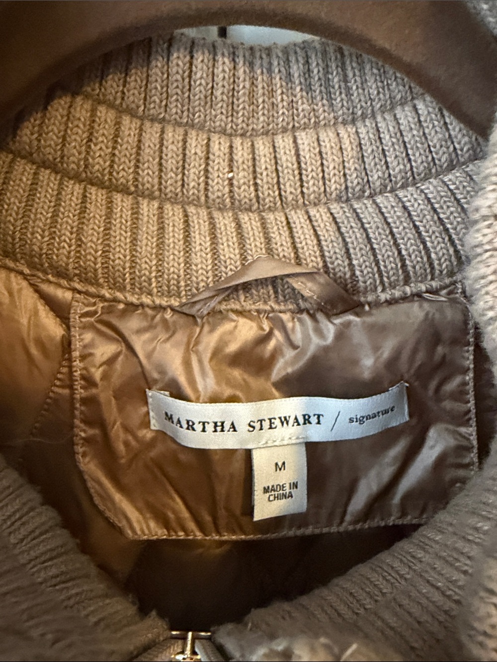 Martha Stewart Quilted Short-Sleeve Puffer Vest in Taupe - Picture 2 of 7